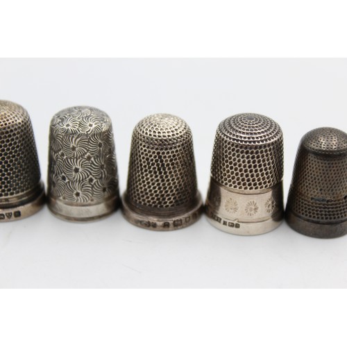 71 - 5 x Antique / Vintage .925 STERLING SILVER Thimbles Inc Charles Horner Etc (28g)