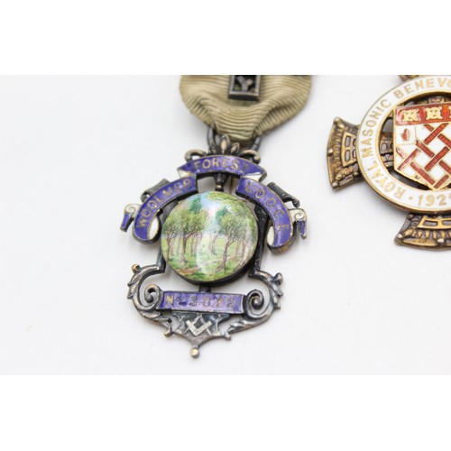 74 - 4 x Vintage Hallmarked .925 STERLING SILVER Masonic Jewels / Medals (87g)