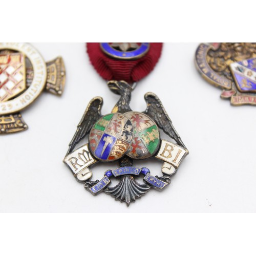 74 - 4 x Vintage Hallmarked .925 STERLING SILVER Masonic Jewels / Medals (87g)