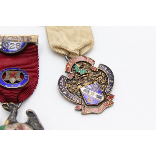 74 - 4 x Vintage Hallmarked .925 STERLING SILVER Masonic Jewels / Medals (87g)