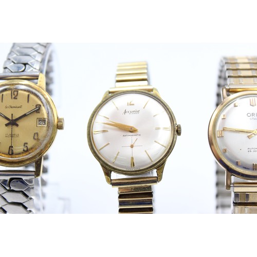 77 - 3 x Vintage Gents Gold Tone WRISTWATCHES Hand-Wind / Automatic WORKING Inc. Oris
