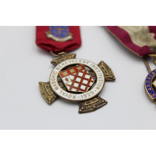 82 - 4 x Vintage Hallmarked .925 STERLING SILVER Masonic Jewels / Medals (78g)