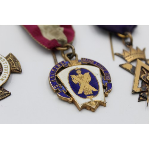 82 - 4 x Vintage Hallmarked .925 STERLING SILVER Masonic Jewels / Medals (78g)