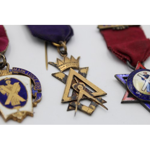 82 - 4 x Vintage Hallmarked .925 STERLING SILVER Masonic Jewels / Medals (78g)