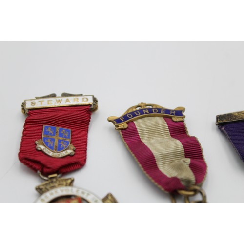 82 - 4 x Vintage Hallmarked .925 STERLING SILVER Masonic Jewels / Medals (78g)