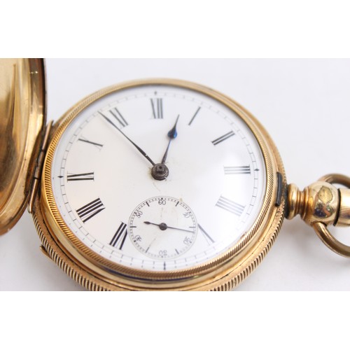 85 - Vintage Gents Rolled Gold Full Hunter POCKET WATCH Hand-Wind WORKING (145g)