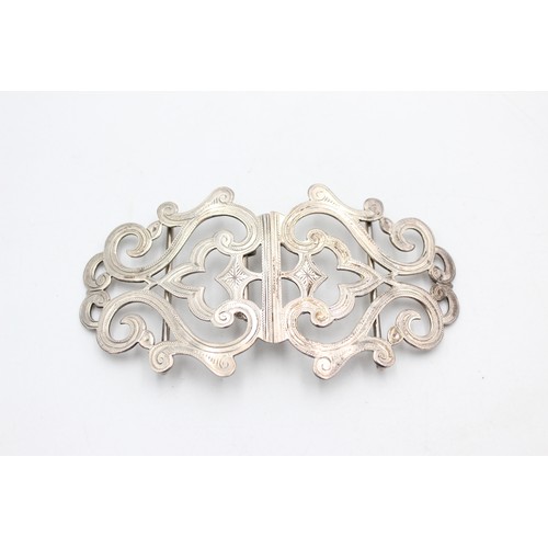 88 - Antique Hallmarked 1898 Birmingham STERLING SILVER Ladies Ornate Belt Buckle 37g