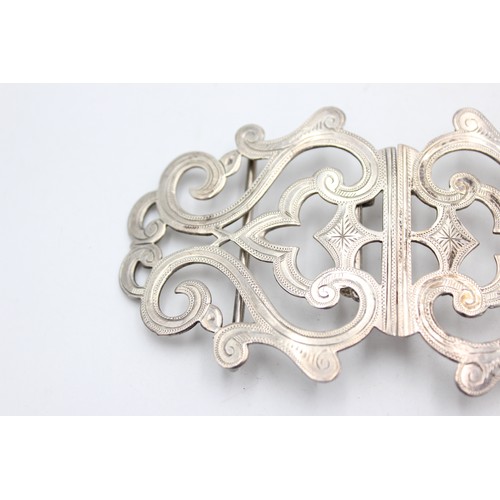 88 - Antique Hallmarked 1898 Birmingham STERLING SILVER Ladies Ornate Belt Buckle 37g