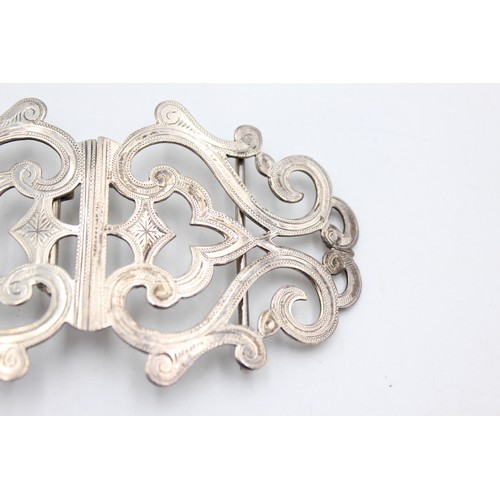 88 - Antique Hallmarked 1898 Birmingham STERLING SILVER Ladies Ornate Belt Buckle 37g