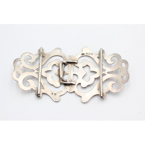 88 - Antique Hallmarked 1898 Birmingham STERLING SILVER Ladies Ornate Belt Buckle 37g