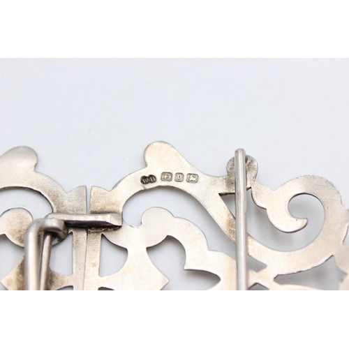 88 - Antique Hallmarked 1898 Birmingham STERLING SILVER Ladies Ornate Belt Buckle 37g