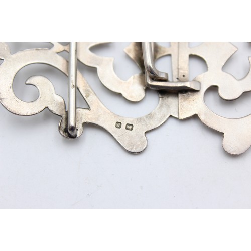 88 - Antique Hallmarked 1898 Birmingham STERLING SILVER Ladies Ornate Belt Buckle 37g