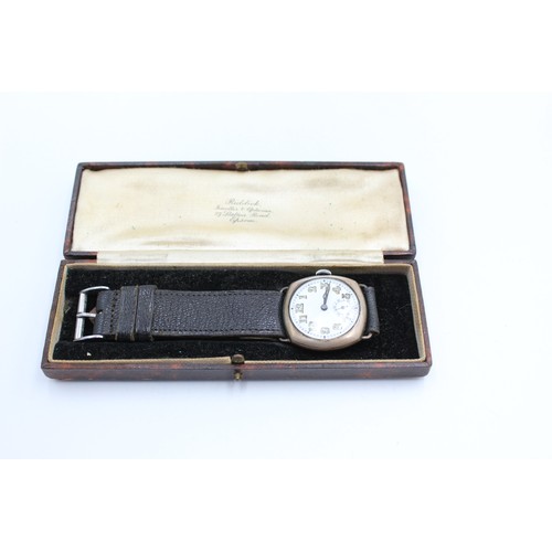 95 - Vintage Gents .925 SILVER Cased Trench Style WRISTWATCH Hand-Wind WORKING