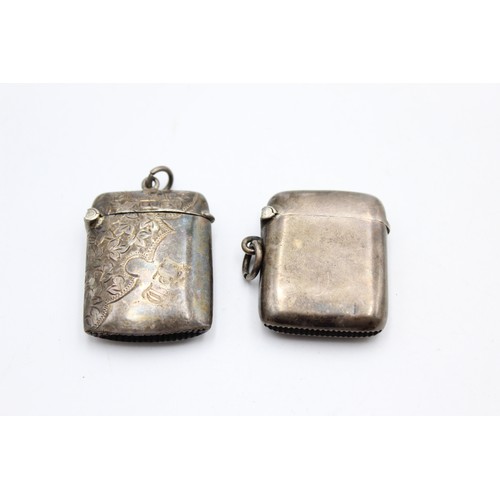97 - 2 x Antique Hallmarked .925 STERLING SILVER Vesta / Match Cases (41g)