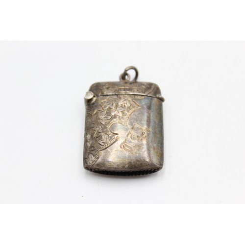 97 - 2 x Antique Hallmarked .925 STERLING SILVER Vesta / Match Cases (41g)