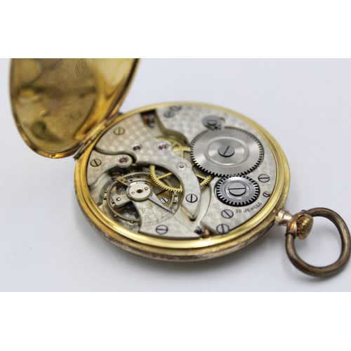 98 - Vintage Gents TEMPO Rolled Gold Open Face POCKET WATCH Hand-Wind WORKING (56g)