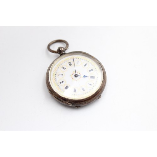 106 - Vintage Ladies .935 SILVER Cased FOB WATCH Key-Wind WORKING (48g)