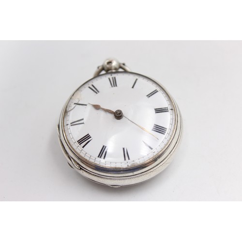 107 - Antique Hallmarked .925 SILVER Verge Fusee Open Face POCKET WATCH Key-Wind 111g