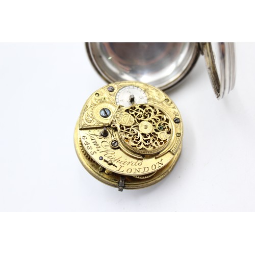 107 - Antique Hallmarked .925 SILVER Verge Fusee Open Face POCKET WATCH Key-Wind 111g