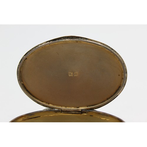 110 - Antique Hallmarked 1918 Birmingham STERLING SILVER Oval Snuff Box (34g)