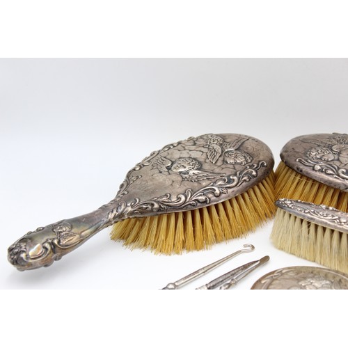 112 - 8 x Antique / Vintage Hallmarked .925 STERLING SILVER Ladies Vanity (709g)