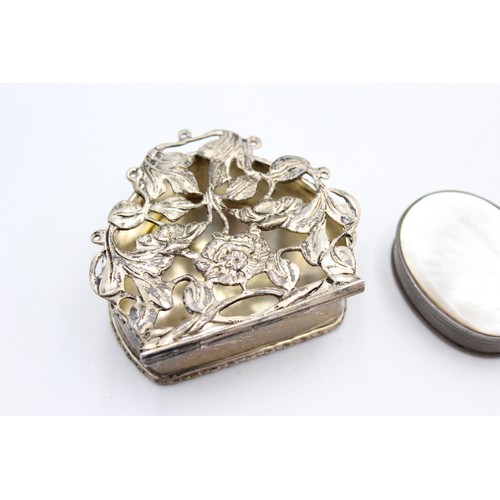 116 - 2 x Antique / Vintage Hallmarked .925 STERLING SILVER Pill / Trinket Boxes (68g)