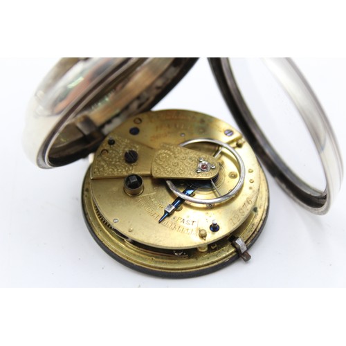 118 - Antique Gents .925 SILVER Open Face Fusee POCKET WATCH Key-Wind WORKING (149g)