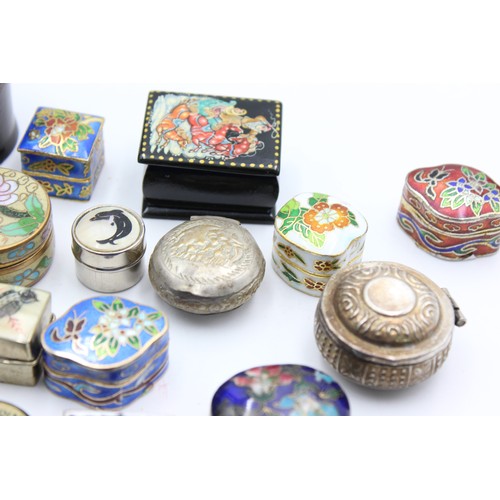 4 - 18 x Antique / Vintage Decorative PILL / TRINKET Boxes Inc Papier Mache, Enamel