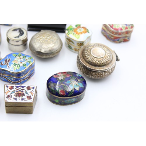 4 - 18 x Antique / Vintage Decorative PILL / TRINKET Boxes Inc Papier Mache, Enamel