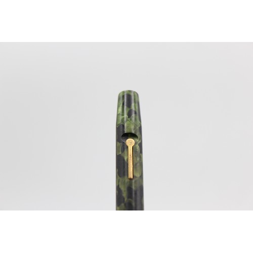 22 - Vintage CONWAY STEWART Dinkie 540 Green FOUNTAIN PEN w/ 14ct Gold Nib, Pencil