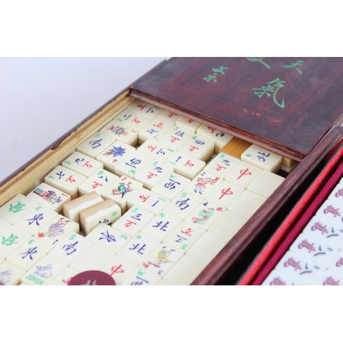 182 - 2 x Vintage Mahjong Games Inc. Bamboo Backed and Original Boxes