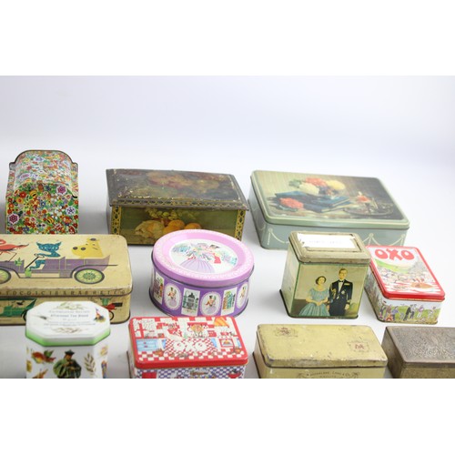 222 - 20 x Assorted Vintage ADVERTISING TINS Inc Quality Street, Huntley & Palmers Etc