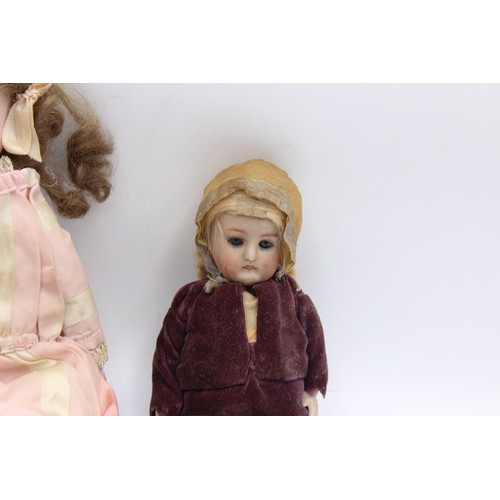 232 - 2 x Assorted Antique / Vintage German Bisque Dolls Inc. Soft Body, Sleepy Eyes