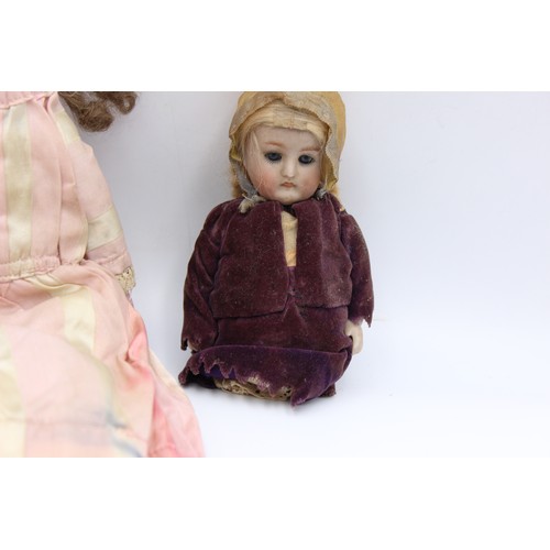 232 - 2 x Assorted Antique / Vintage German Bisque Dolls Inc. Soft Body, Sleepy Eyes