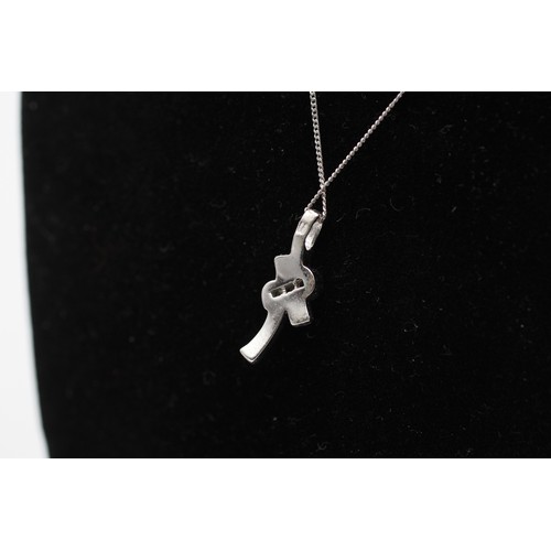 120 - 9ct white gold diamond pendant necklace (2.2g)