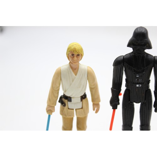 33 - 4 x Vintage STAR WARS Action Figures Inc Lightsaber Darth Vader & Luke Skywalker