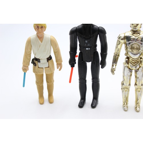 33 - 4 x Vintage STAR WARS Action Figures Inc Lightsaber Darth Vader & Luke Skywalker