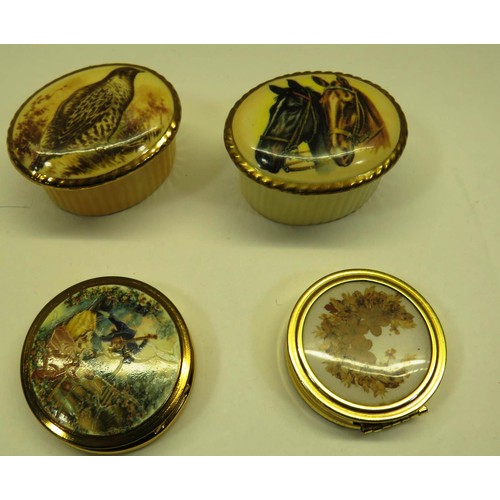 155 - TWO AYNSLEY FINE ENGLISH BONE CHINA TRINKET BOXES AND ONE KIGU ENAMEL TRINKET BOX AND ONE OTHER