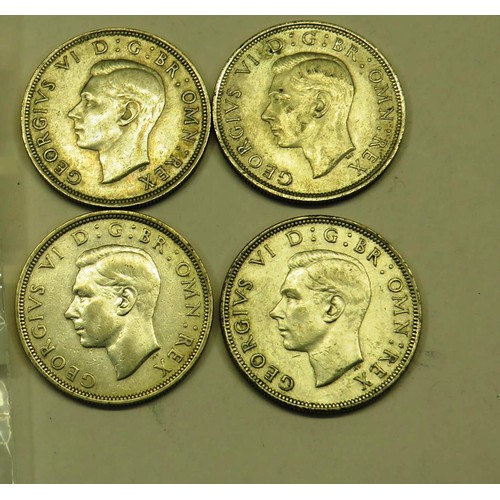 161 - FOUR HALF CROWNS IN VF CONDITION, 1942 (2), 1937 AND 1944