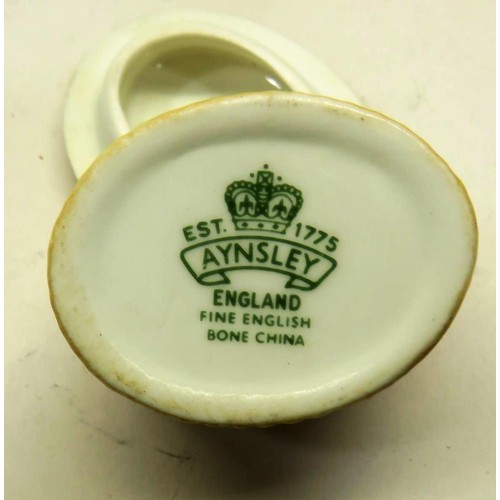 155 - TWO AYNSLEY FINE ENGLISH BONE CHINA TRINKET BOXES AND ONE KIGU ENAMEL TRINKET BOX AND ONE OTHER