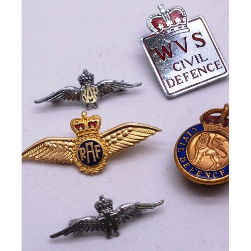 177 - TEN COLLECTABLE BADGES INCLUDING RAF