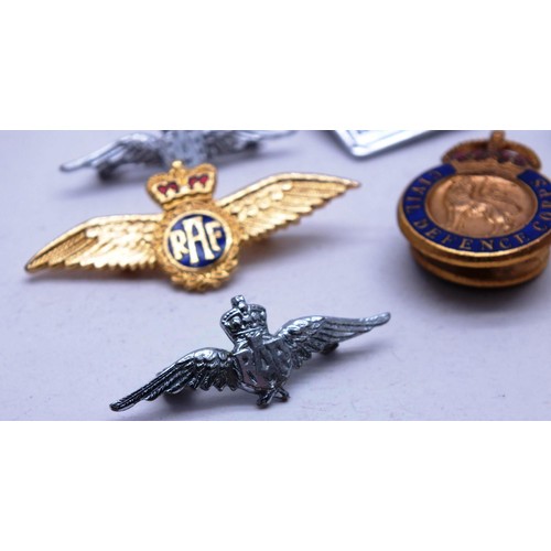 177 - TEN COLLECTABLE BADGES INCLUDING RAF