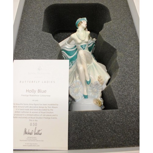 205 - BOXED ROYAL DOULTON BUTTERFLY LADIES HOLLY BLUE LIMITED EDITION 30/100