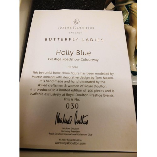 205 - BOXED ROYAL DOULTON BUTTERFLY LADIES HOLLY BLUE LIMITED EDITION 30/100