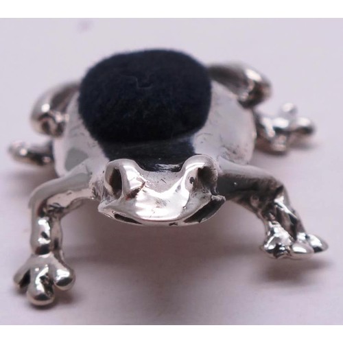 221 - SILVER FROG PIN CUSHION