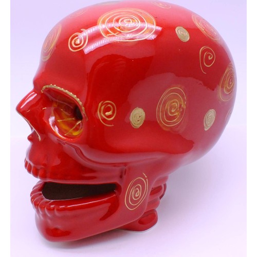 223 - ANITA HARRIS SKULL, SIGNED IN GOLD