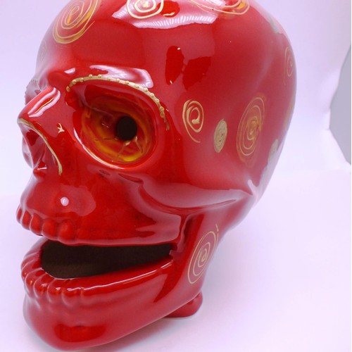 223 - ANITA HARRIS SKULL, SIGNED IN GOLD