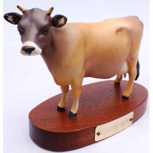 229 - RARE BOXED MATT JERSEY COW ON WOODEN PLINTH