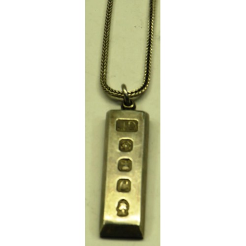 186 - SILVER INGOT & CHAIN