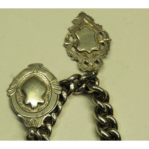 190 - SILVER BRACELET & FOUR FOBS